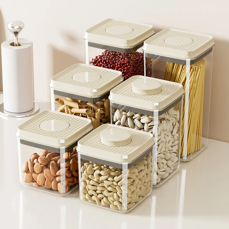 UFORU  Kitchen press-type vacuum sealed jar Food-grade moisture-proof grain storage box Plastic storage jar for snacks