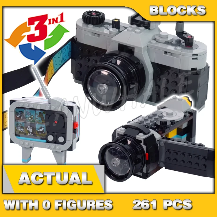 261pcs Creator 3in1 Retro Camera Moving Lens Video Photography TV 68004 Building Block Toy Compatible with Model