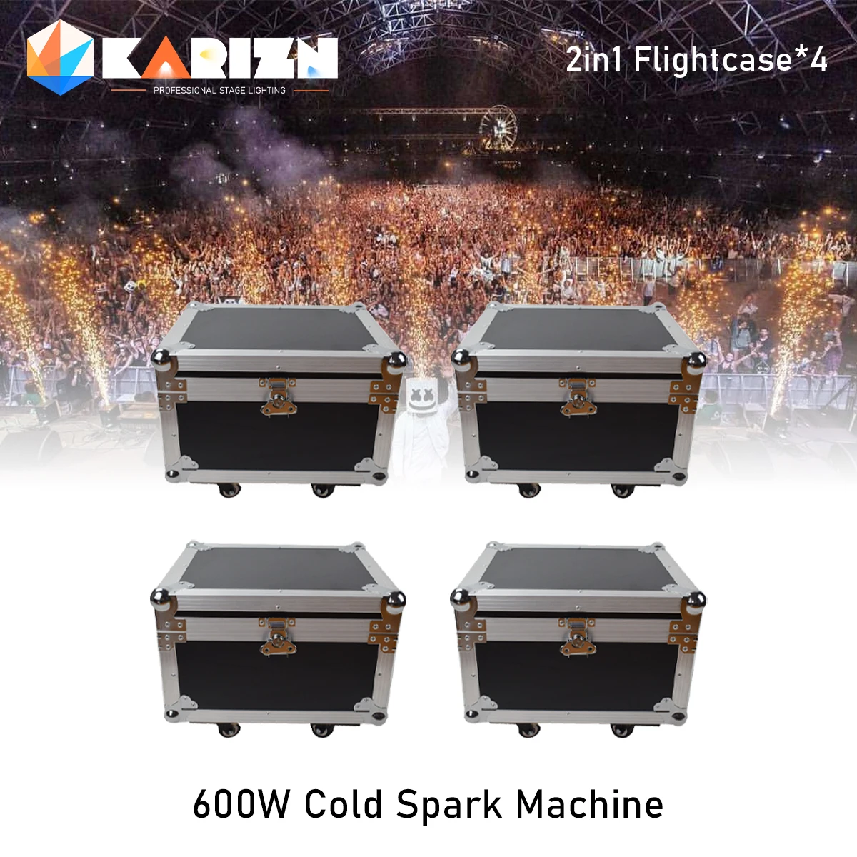 0 Tax 4Pcs Roadcase per Ti Powder 600W Cold Spark Machine DMX Remote Cold Fireworks Fountain Spark Stage Sparkular Machine