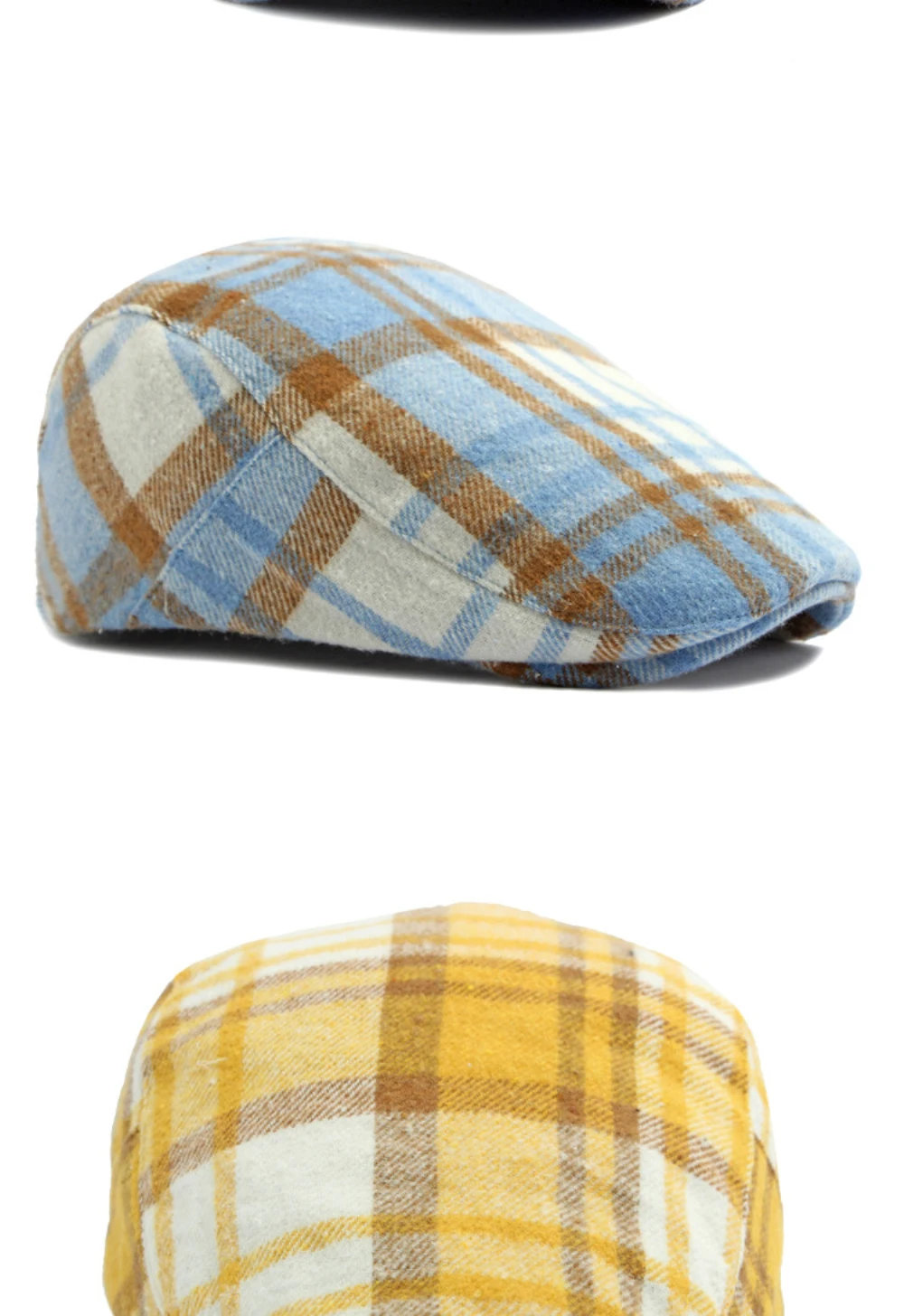 HT4219 Baskenmützen Herbst Winter Karierte Baskenmütze für Männer und Frauen Vintage Künstler Maler Wollmütze Männlich Weiblich Verstellbare Ivy Flachmützen – Detail 6