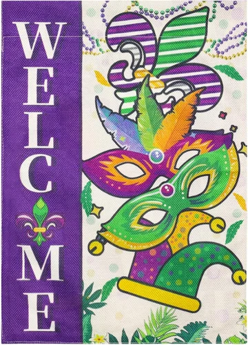 Mardi-Gras Garden Flag 12.5 X 18 Inch Double Sided Decorative Flag Masquerade Ma OOV IIC