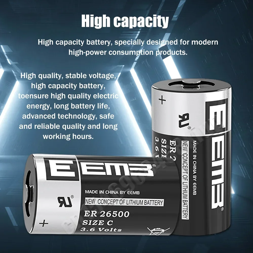 20PCS 3.6V 9000mAh ER26500 26500 C Size Replacement Lithium Battery For PLC CNC Machine Tool Alarm Gas Meter Disposable Batteria