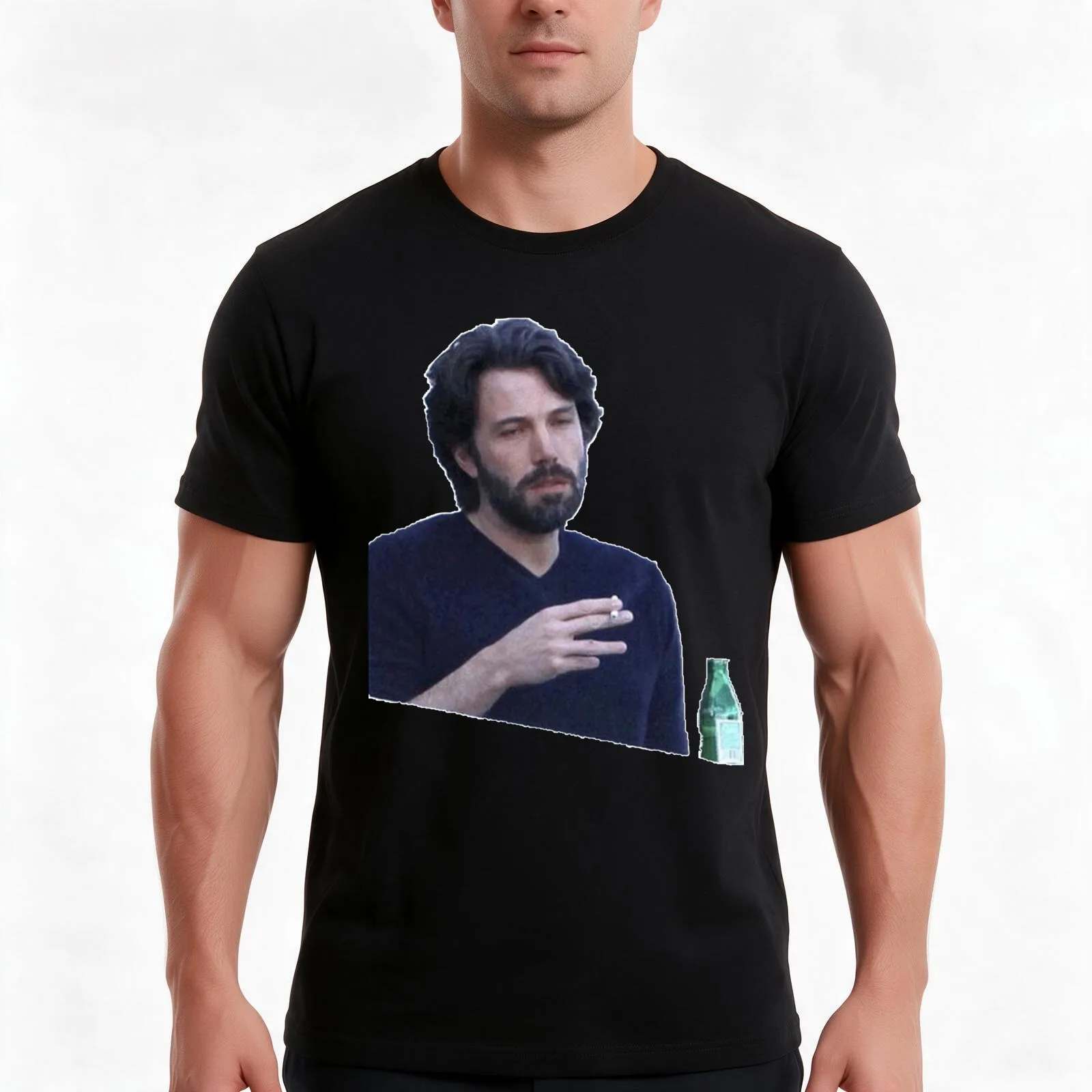 ben affleck smoking Classic T-Shirt, Summer Casual Cotton Tee, Oversized Streetwear Tops, Vintage Graphic Print, 100% Cotton