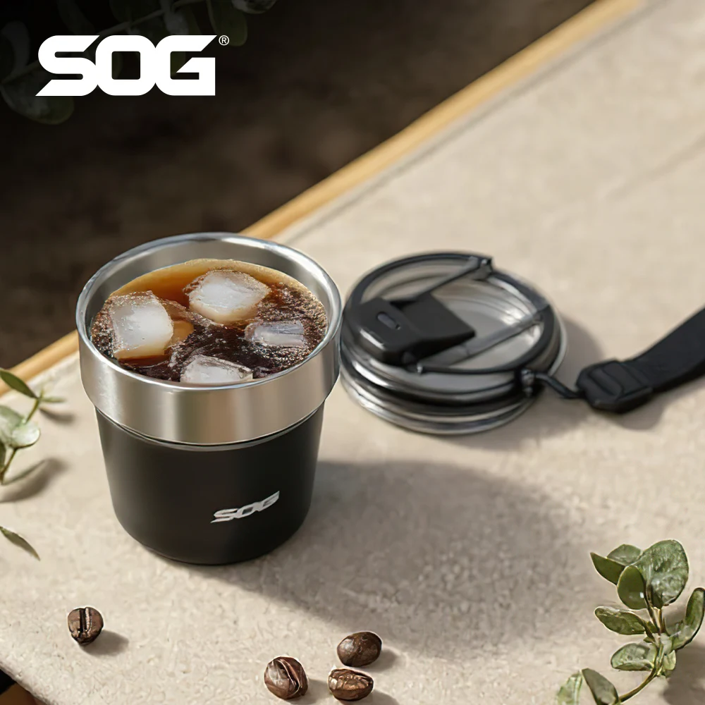 sog-812オンス-軽量真空断熱コーヒートラベルマグ、ステンレス製漏れ防止保温水筒、キャンプやハイキングに最適