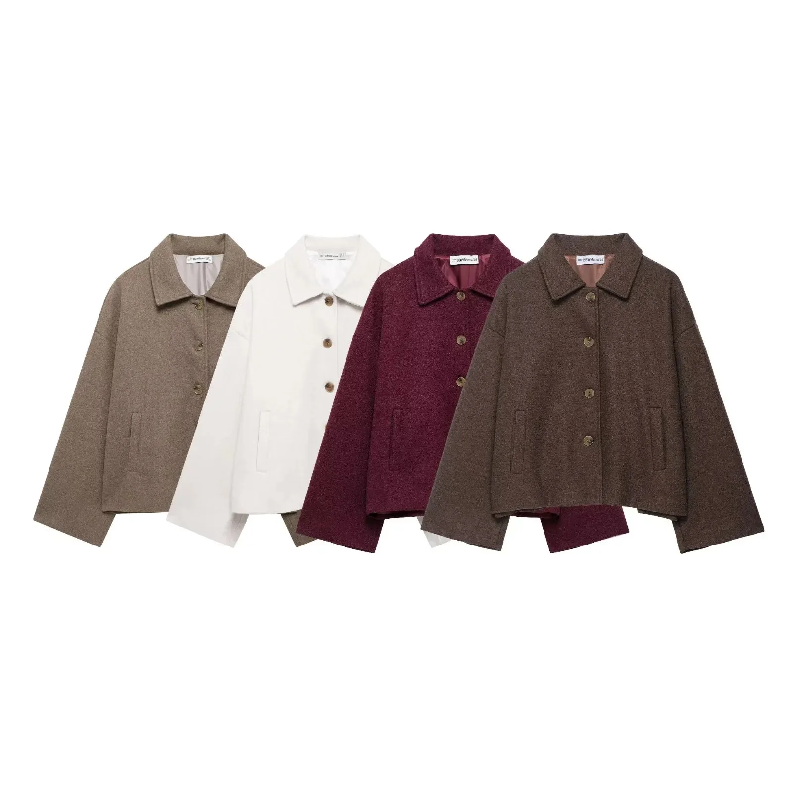 

Women's Fashion Single-Breasted Lapel Casual Slim Jacket with Pockets Long Sleeves Short Coat for Autumn High Street Style