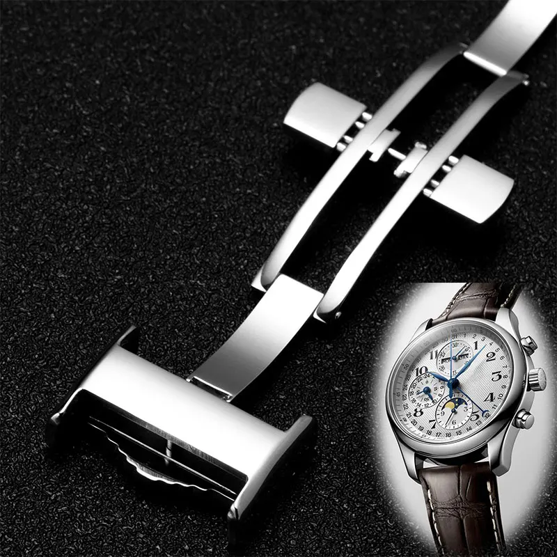 Watch Clasp Watchband Buckle Double Press Butterfly Buckle Fit Longines Master Collection  Watch Parts Watch Accessories