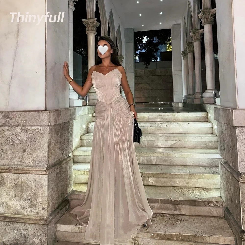 

Thinyfull Mermaid Arab Shiny Satin Prom Dresses Sweetheart Sleeveless Evening Dress Dubai Formal Gown Robe De Soirée Customized