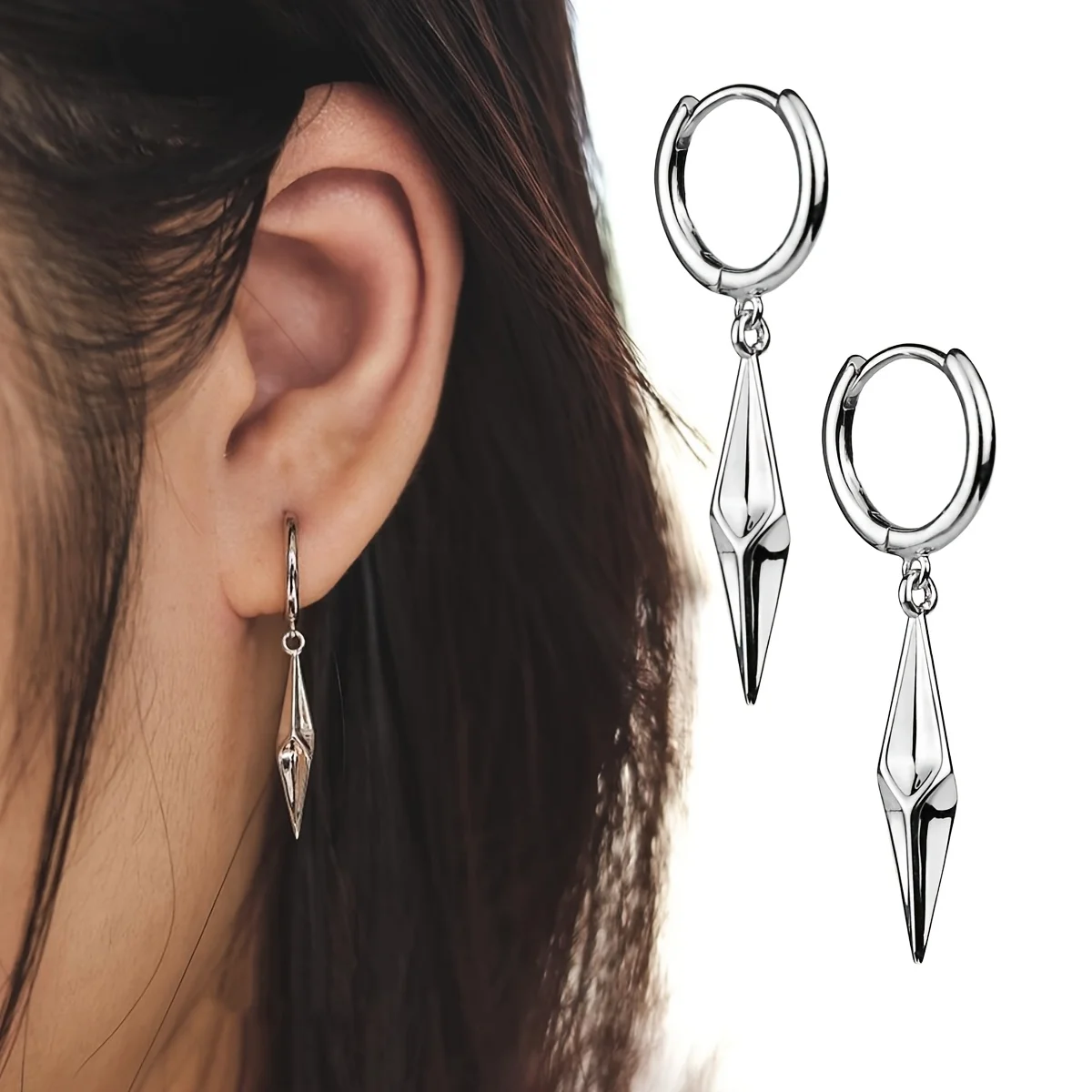A Pair of Summer -Shaped Meteor Pendant Earrings Packaged in a Storage Box, Suitable for All Genders. Made of Copper, Silver Plated, Non-Fading, Hypoallergenic, Perfect for Hip-Hop Rock Fashion Jewelry, a Delightful Birthday Surprise Gift