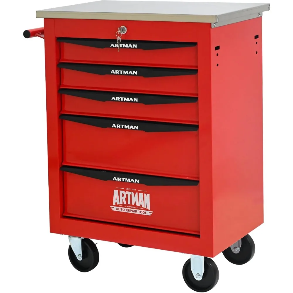 Schubladen, rollender Werkzeugkasten auf Rädern, multifunktionaler Werkzeugtruhe mit Schloss, Schubladen rollender Werkzeugwagen, Trolley-Organizer