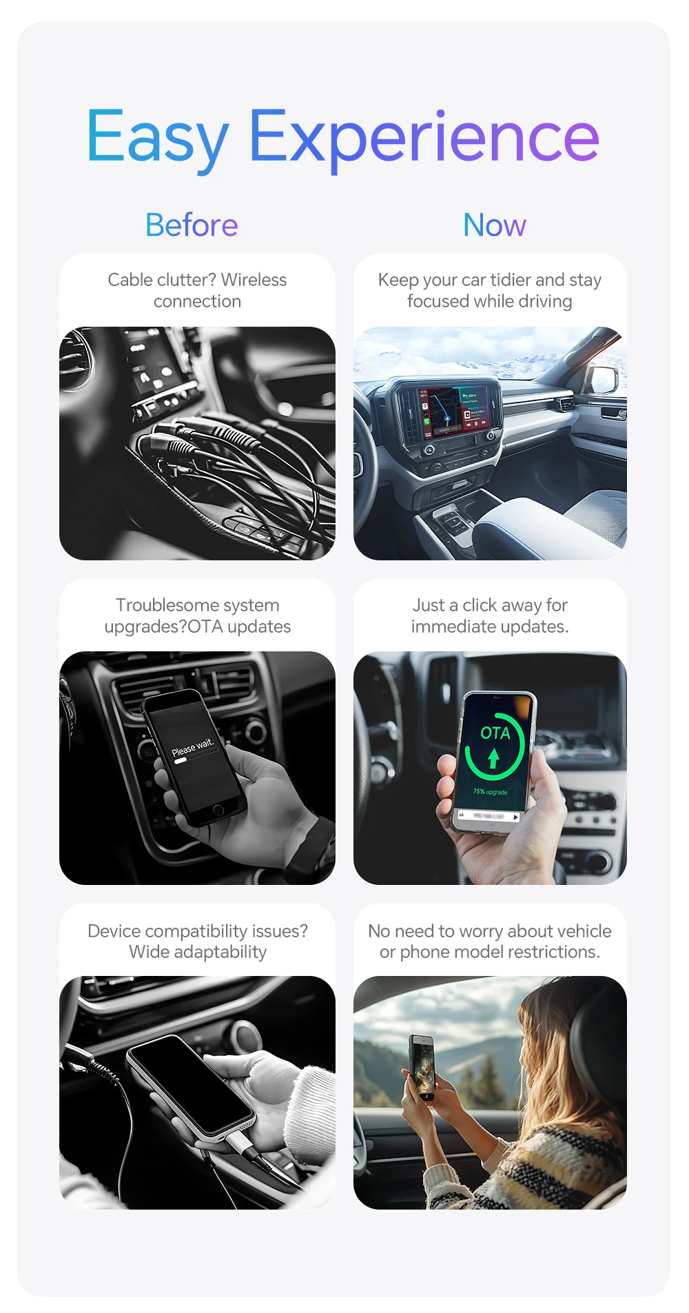 XUDA Kabelgebundener zu Kabelloser Carplay-Adapter, Kabelloses Android Auto für Peugeot 208 308 408 508 2008 3008 4008 5008 – Detail 3