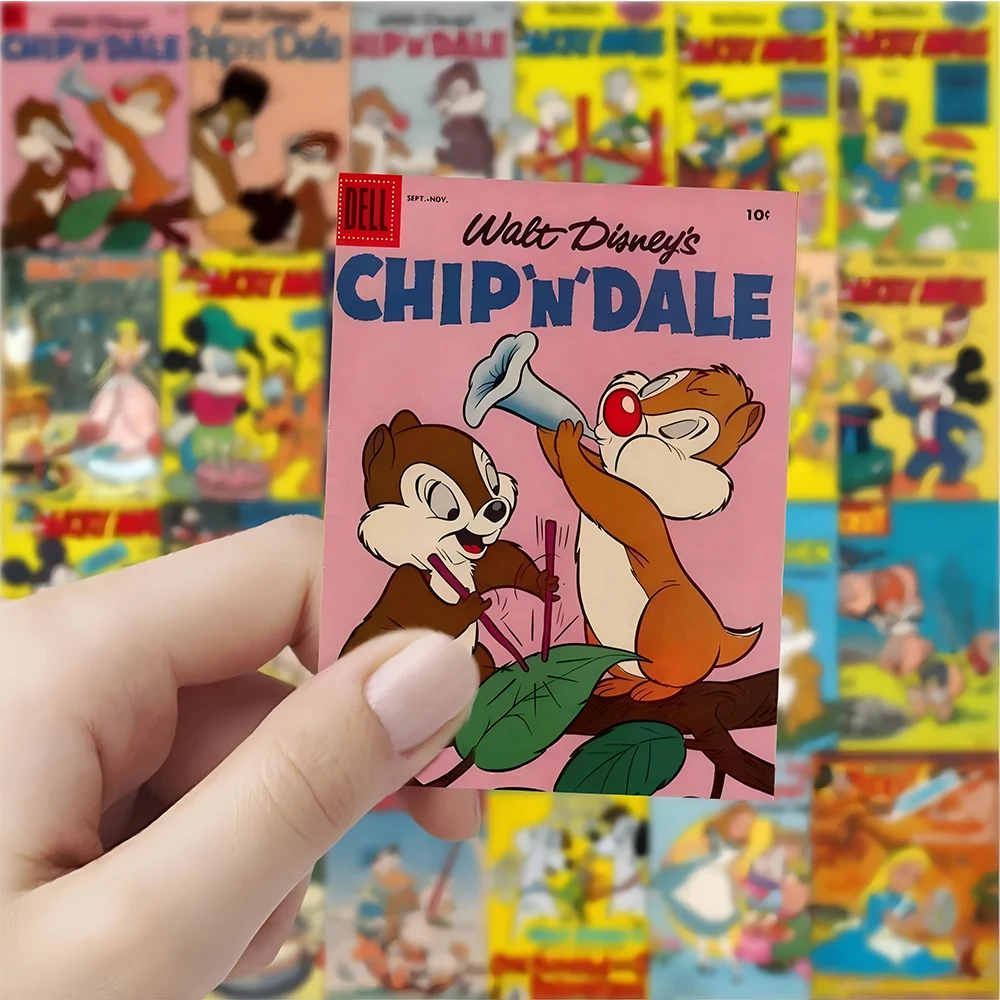 Pegatinas de póster de Anime de Disney Retro, pegatinas de dibujos animados de Mickey Mouse, Alice Chip n Dale, calcomanías para diario, papelería