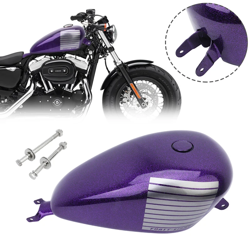 

For Harley Sportster XL48 883 1200 Forty-eight 07-UP Motorcycle Injected 3.8 Gallon Oil Tanks 14.4L Front Gas Fuel Tank Purple