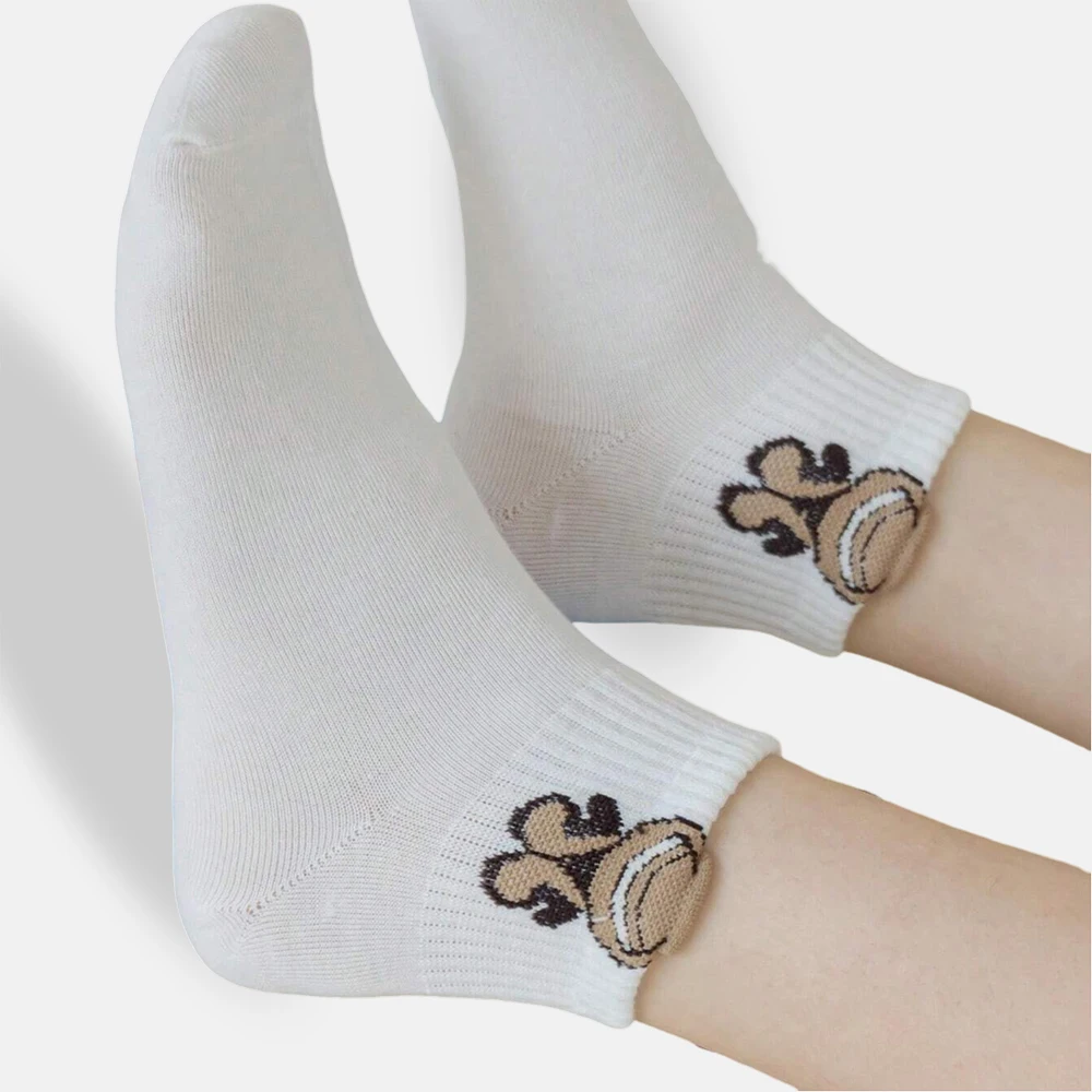 5 Pairs Women Cartoon Patterned Ankle Socks Cute Fashionable Versatile Comfortable Moisture Absorbing Soft Casual Short Socks