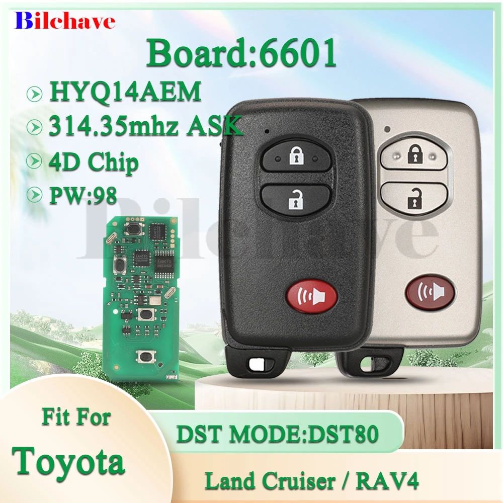 

Плата jingyuqin: 6601 314,35 МГц ASK P1:98 4D чип приближения умный автомобильный дистанционный брелок для Toyota Land Cruiser RAV4 HYQ14AEM DST80