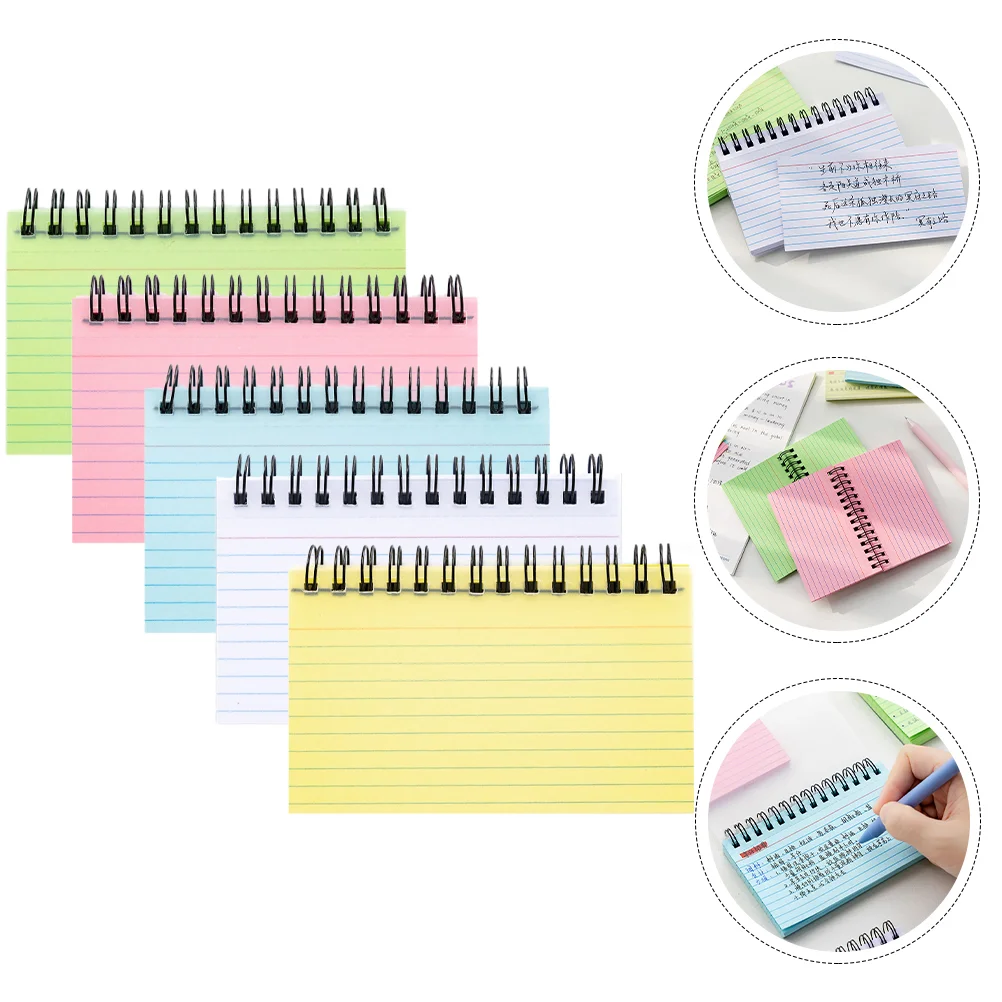 5 Pcs Coil Notebook Pads Small The Simple Pocket Size Notepad Pvc Memo Tear off 3x5 Office Spiral Notebooks