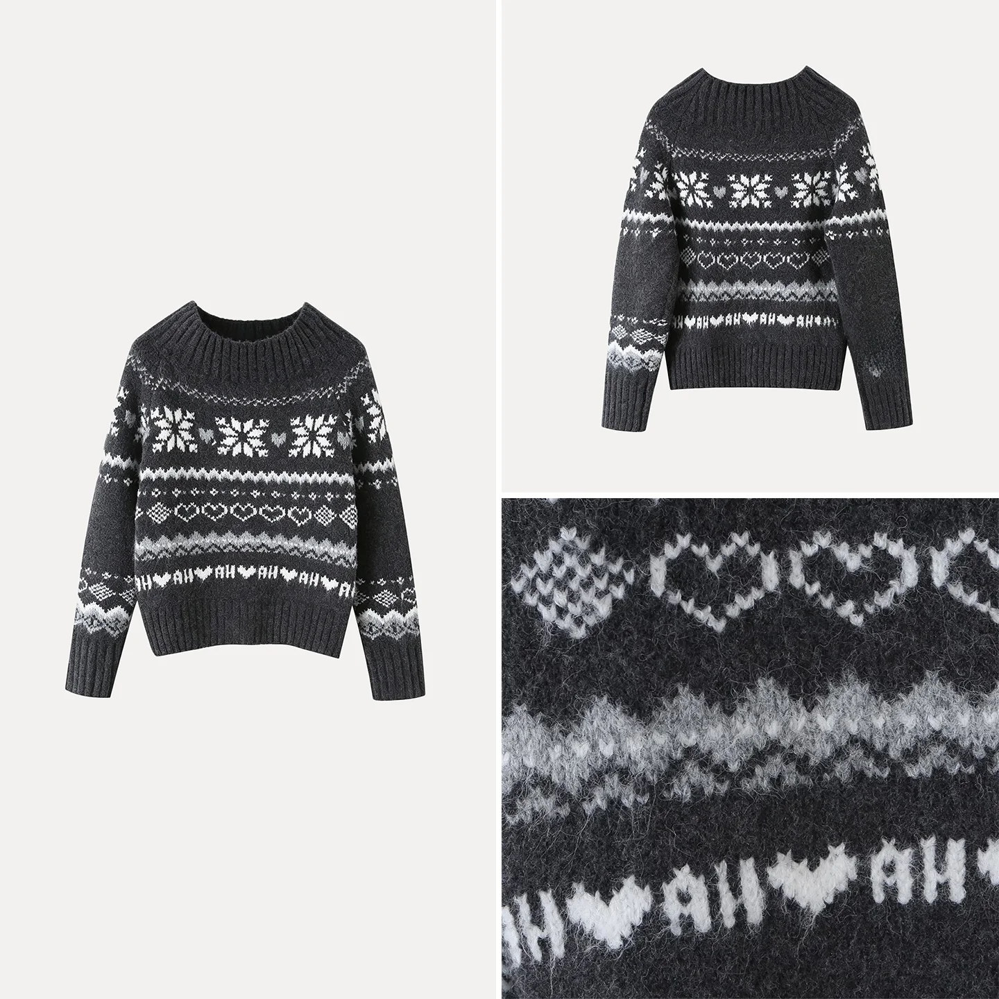 Fashionable Casual Loose Long Sleeve One Shoulder Fair Isle Sweater Women's Autumn New Arrival Elegant Style Online Exclusive