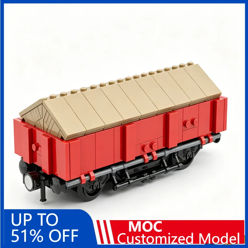 389Pcs Short Gondola Wagon (Rolling Stock) With Tarpaulin And Gravel Tops Cool Building Blocks Diy Assembly Toy Train Car Gift