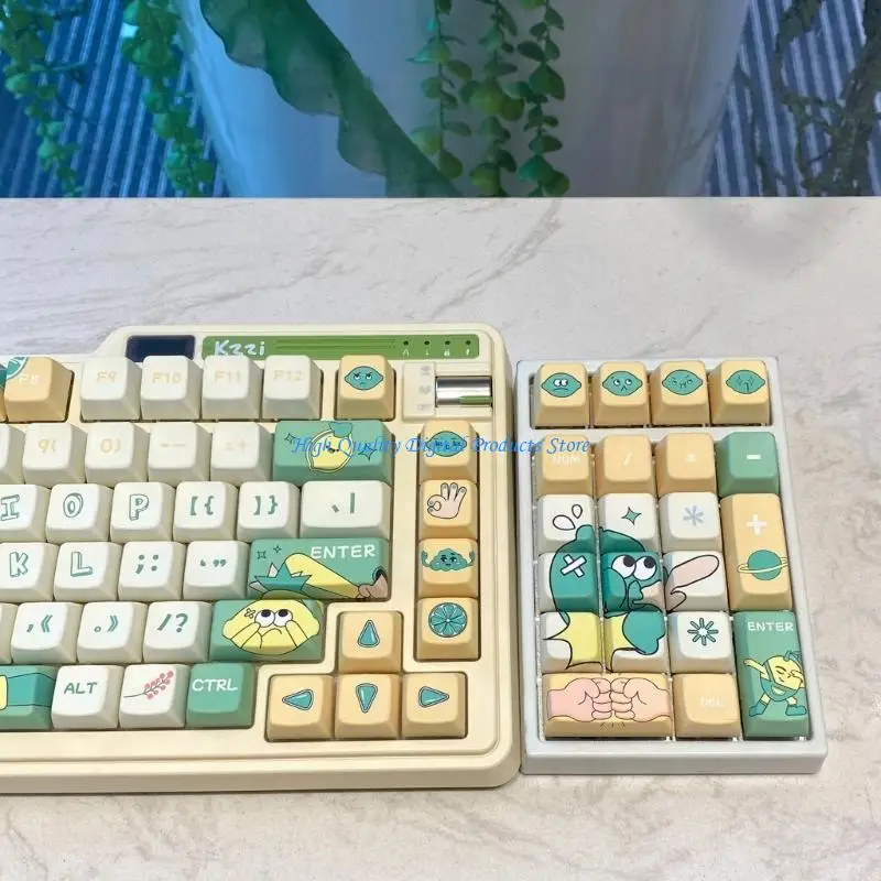 U2JE PBT Keycaps MDA Profile PBT Keycaps Lemon for 68 75 108 Mechanical Keyboards