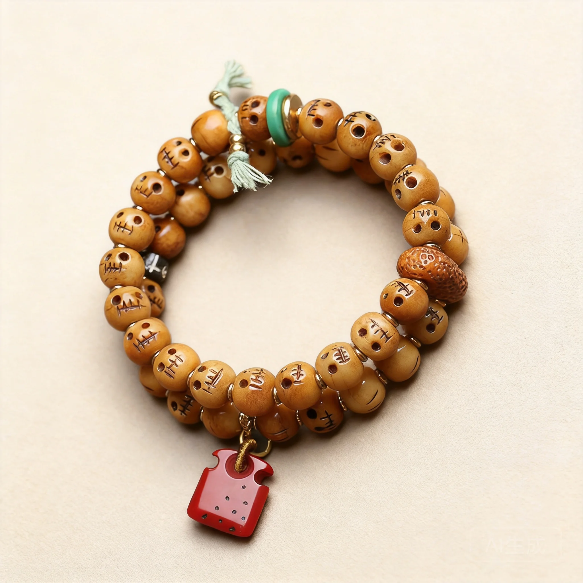 Chinese Cultural Tibetan Style Yak Bone Carved A Dai Beaded Bracelet Lucky Fortune Blessing Prayer Two Style Wristband Jewelry