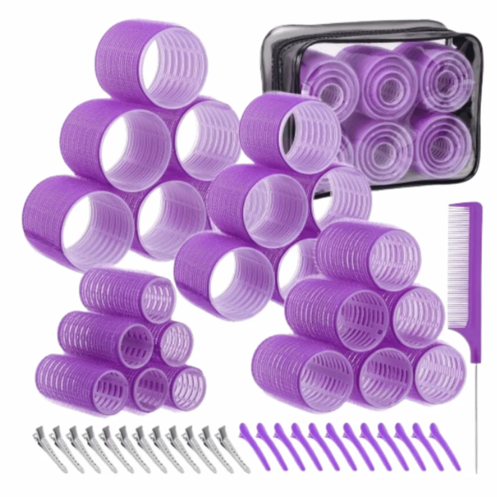 50Pcs 4 Sizes Rollers Self-Grip Hair Rollers Set DIY Lightweight Curly Hair Roller Hair Partition Clip Reusable