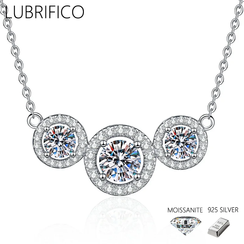 

2.0 Ct D Color Moissanite Round Shape Necklace 925 Sterling Silver Lad Diamond Pendant For Women Fine Jewelry Wedding Party