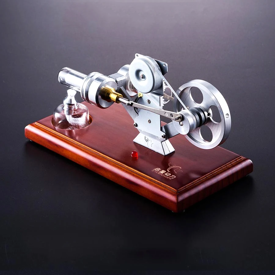 

Stirling Engine Model Generator Silver Wheel with LED Light Physics Experiment Toy Exquisite Gift