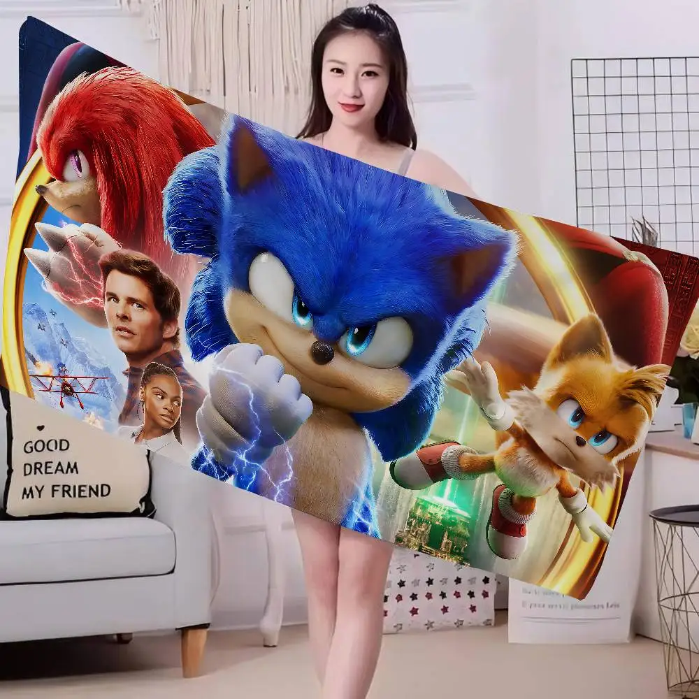 Game Sonic Anime Hedgehog Movie Beach Towel Colorful Bath Towels For Girl Microfiber Quick Dry Sand Free Beach Spa Gym Pool