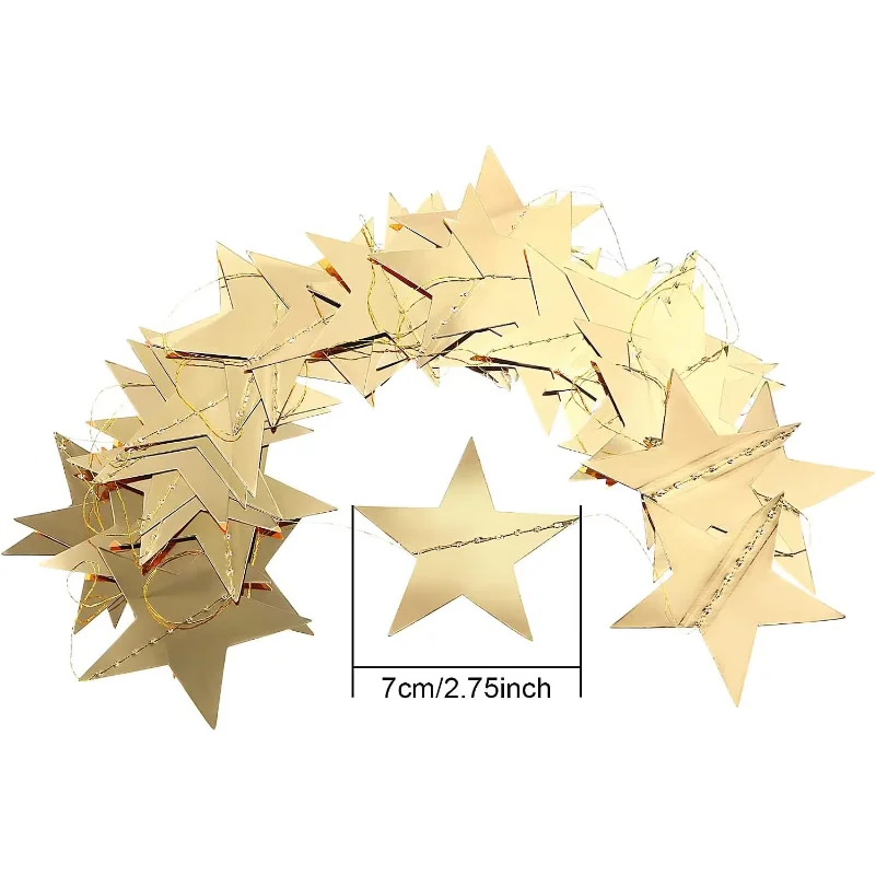Gold Glitter Star Garland Banner - 130ft Christmas Party Decor, Wedding, Homecoming, Classroom, Halloween, Birthday Celebration