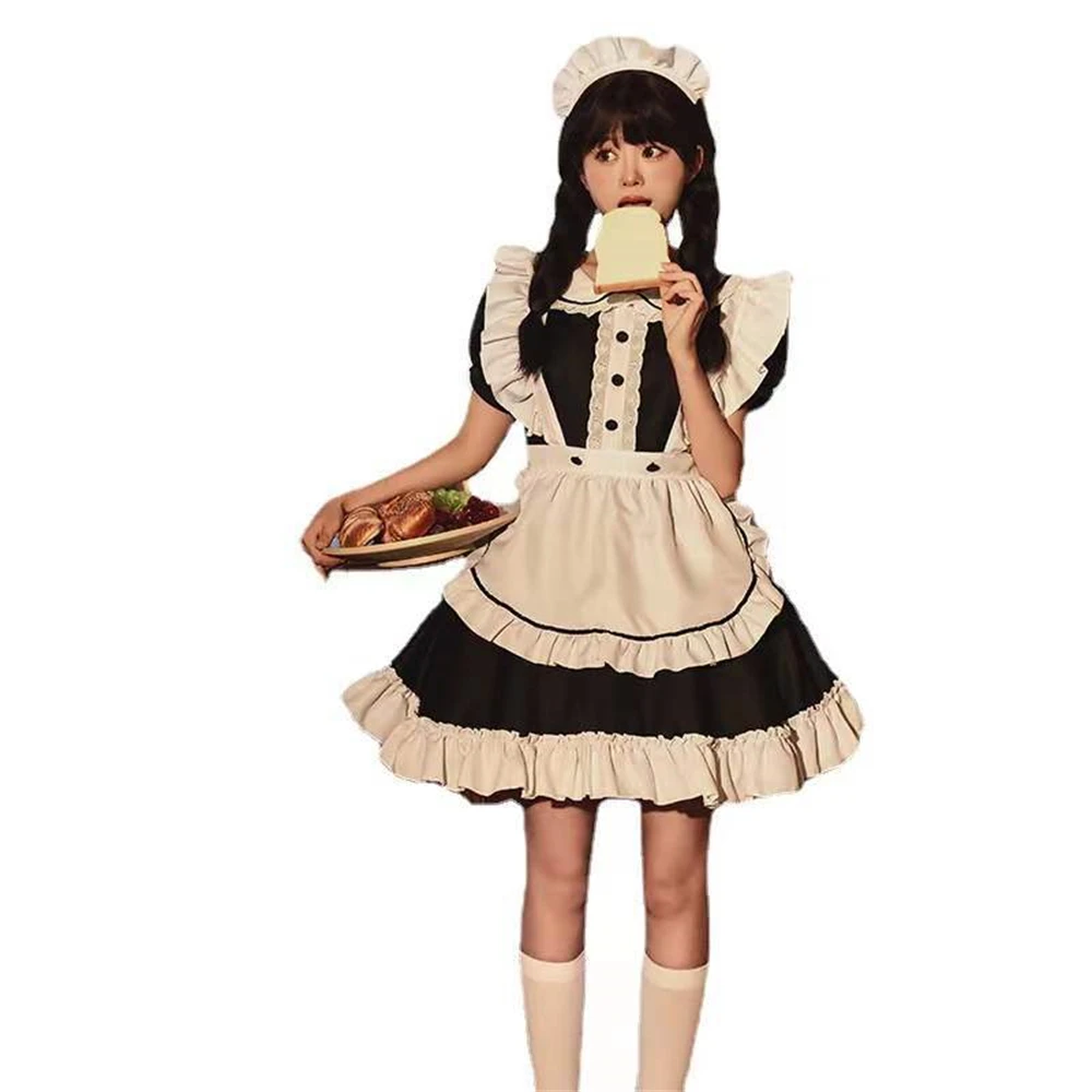 Halloween schwarz weiß Dienst mädchen Kostüm Set Cosplay süße Mädchen Lolita Kleid Restaurant Café Uniform Outfits schöne Rollenspiel Kleidung