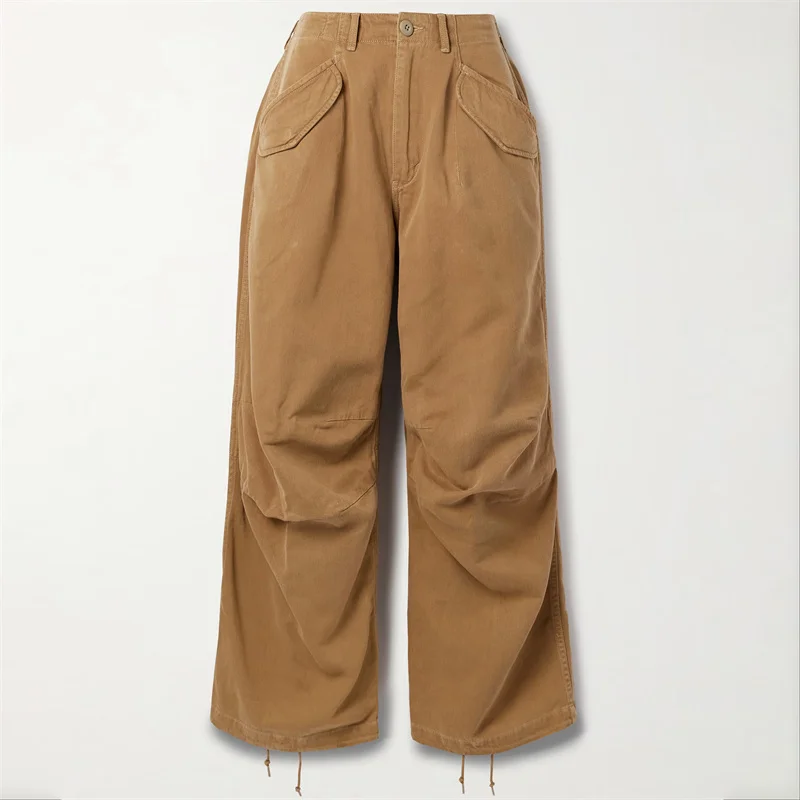 Women's pants New low rise slim fit straight leg pants for autumn 2025 Washed pure cotton cargo pants Casual versatile trousers