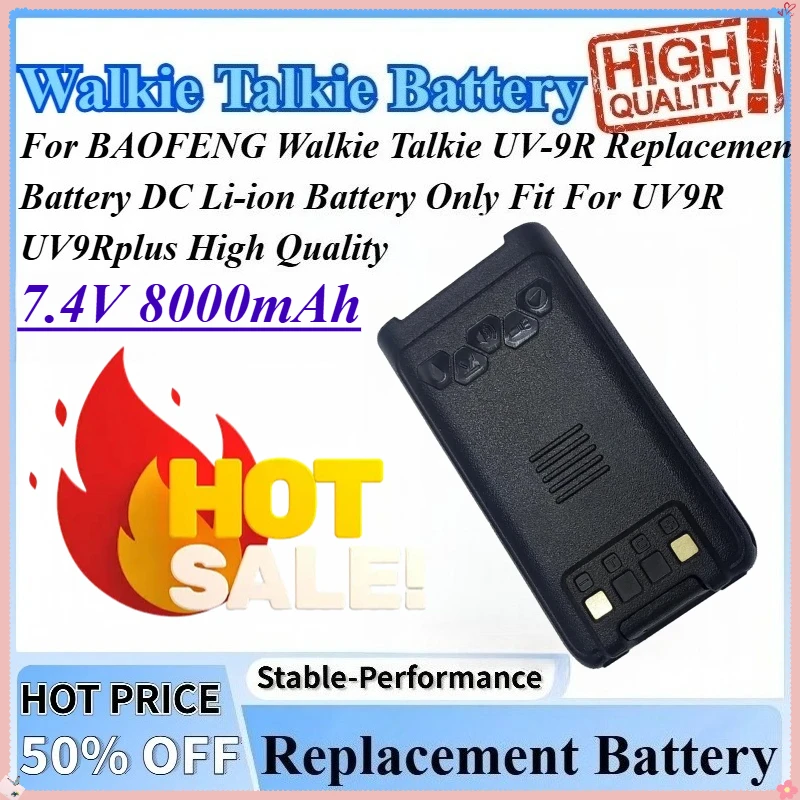 

7.4V 8000mAh Walkie Talkie UV-9R Replacement Battery For BAOFENG DC Li-ion Battery Only Fit For UV9Rplus UV9R High Quality
