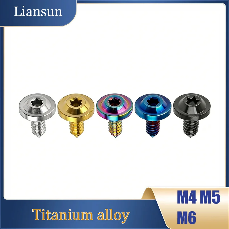 5pcs Titanium Self Tapping Torx Head Screws Bolt M4 M5 M6 Titanium Torx Head Flange Screws for Motorcycle Modification