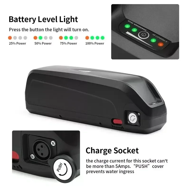 2025 Original 48V 36V 52V 30AH Hailong Ebike Battery 30AH BMS for 350W 500W 750W 1000W Motor and Free Gift Charger