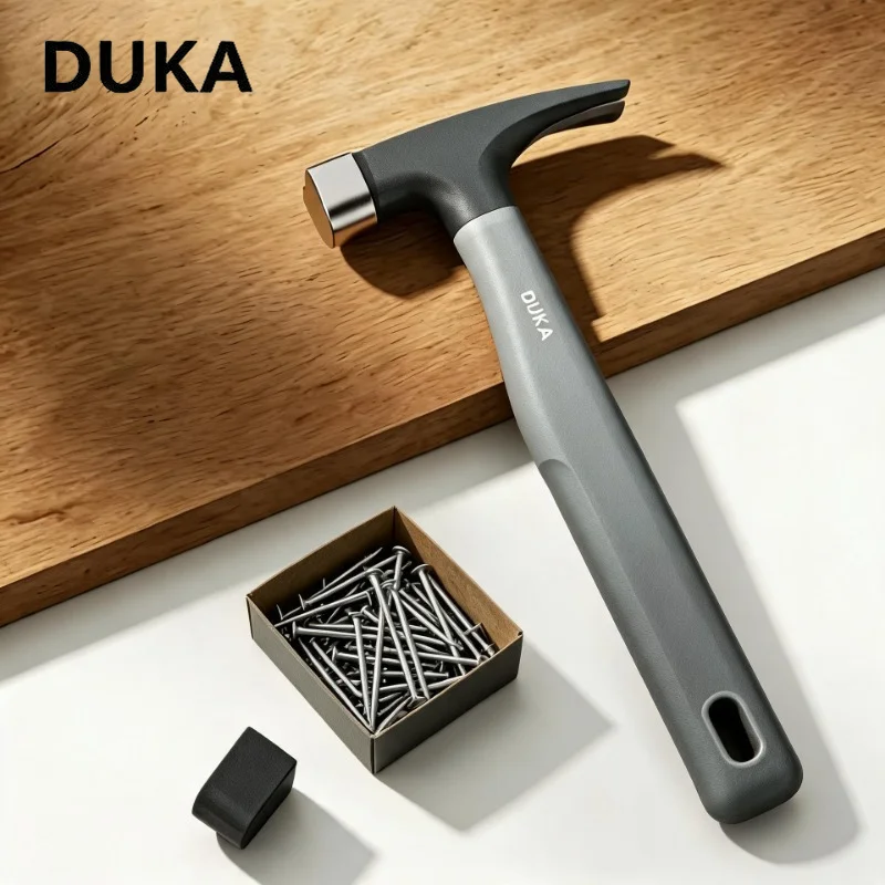 DUKA Sheep Horn Hammer Multi‑function Woodworking Nail Wooden Handle Shock Absorption High Carbon Steel Solid Durability Tool