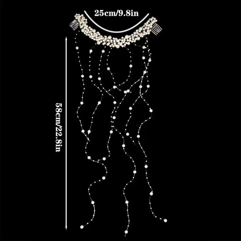 Elegant Bridal Hair Comb Artificial Pearl Exquisite Bead Bride Hair Clips Tassel Decoration Headpiece Jewelry Bride Wedding image 6