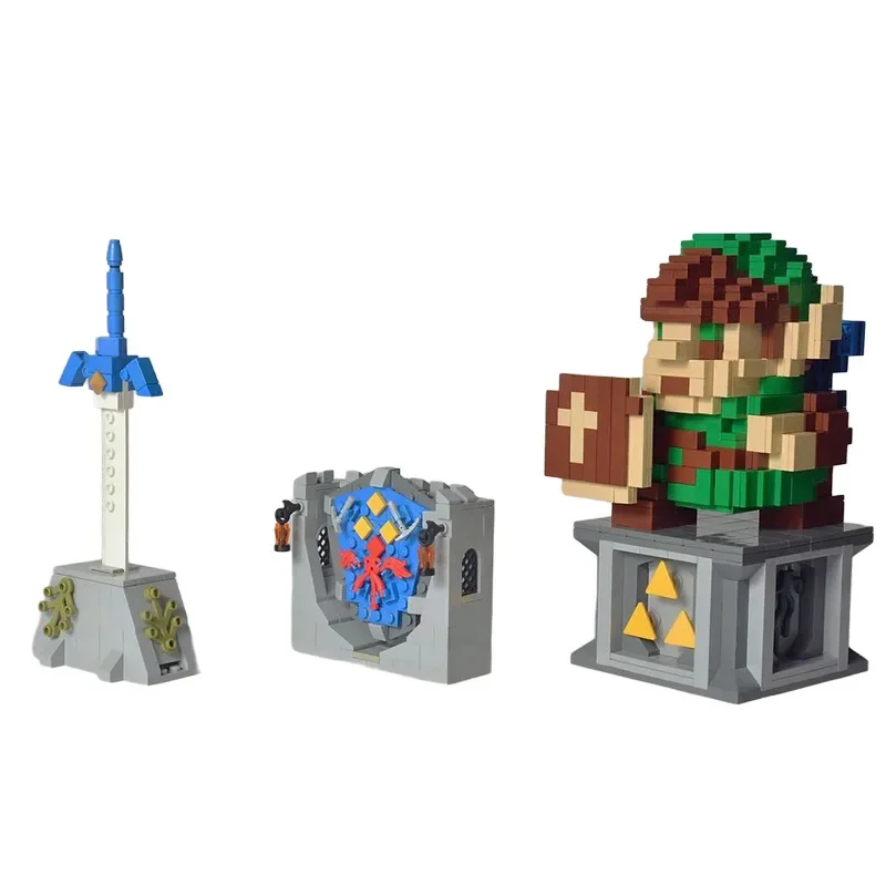 Hot Game Accessories Link Square Head Figures Building Blocks MOC Zeldaed Master Sword And Hyrule Shield Model Kids Toy Gift