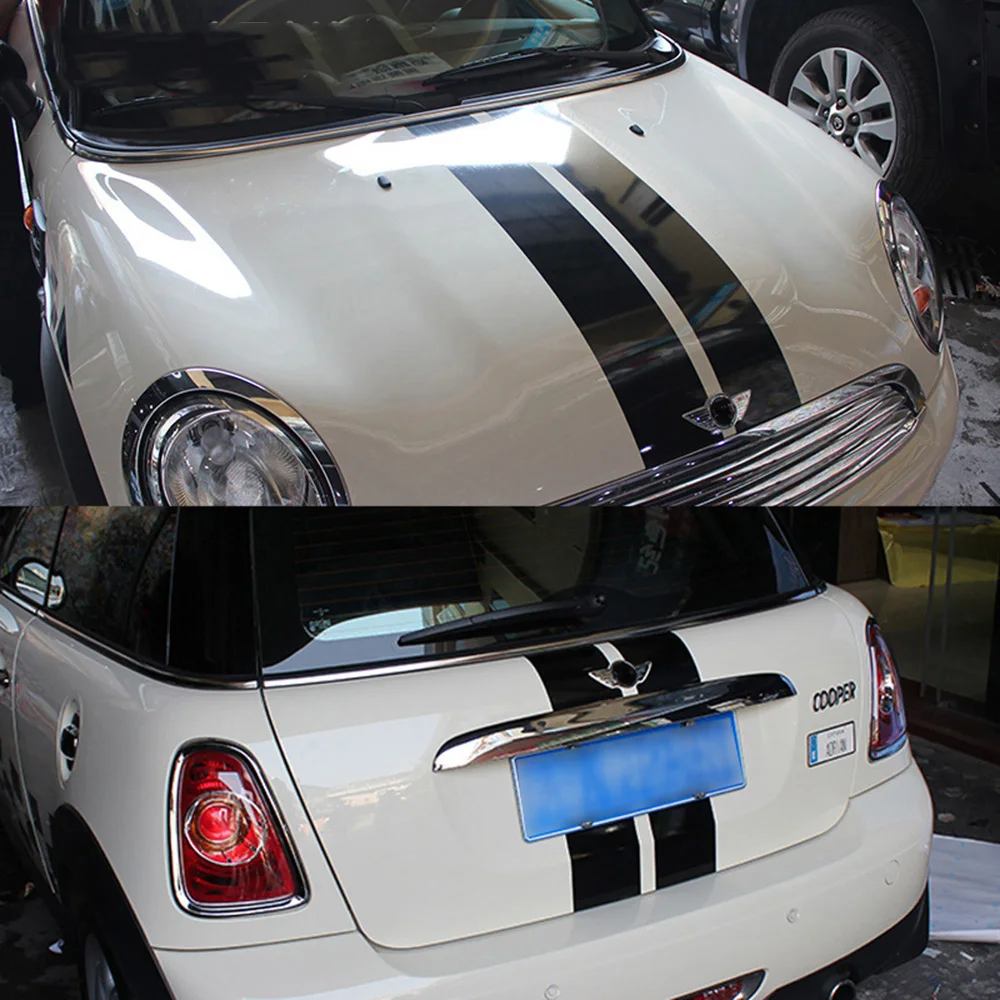 Car Stickers And Decals Middle Parallel Lines Hood+Trunk For BMW MINI Cooper S Hatchback R56 2007-2014 Car Styling Accessories