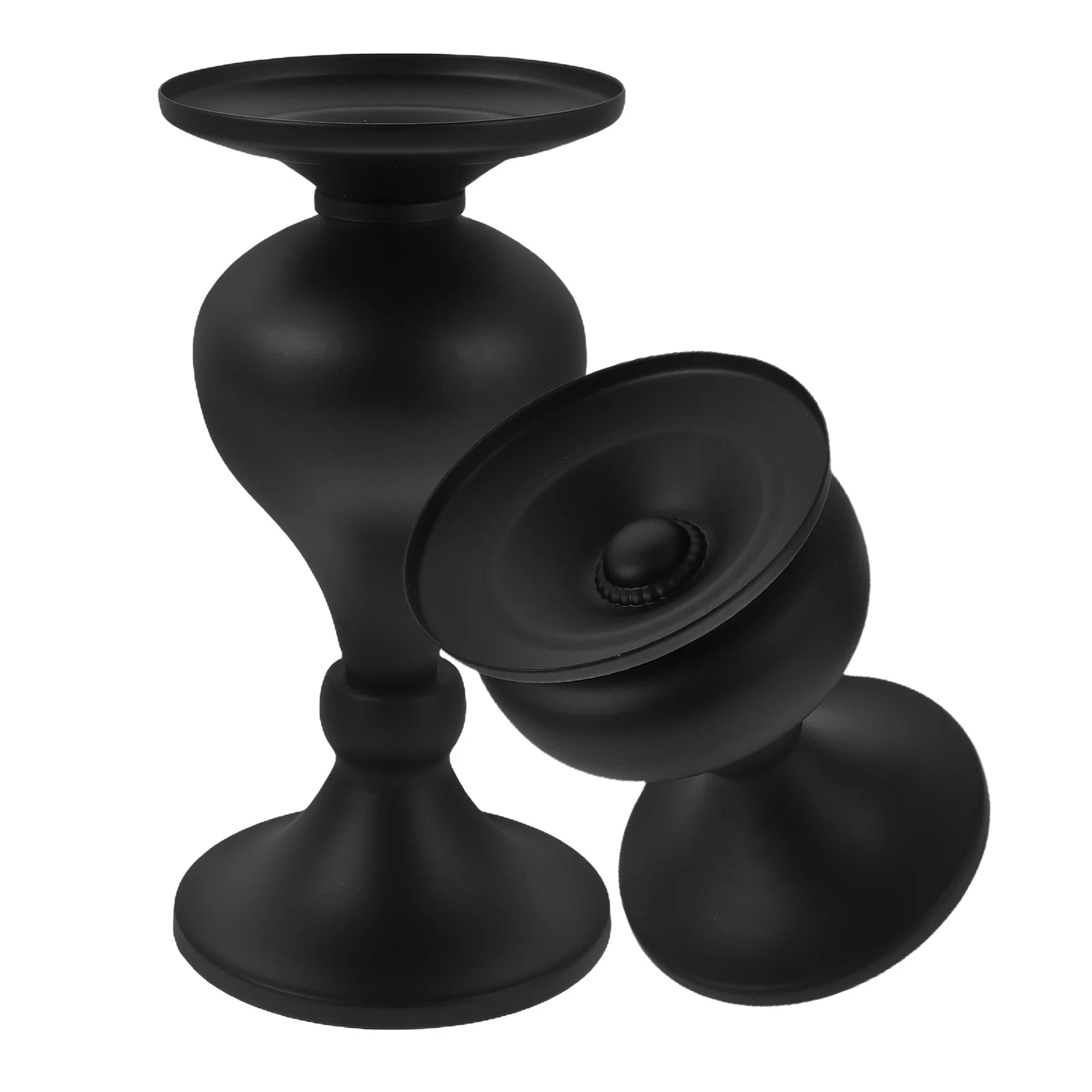 

2Pcs Vintage Black Holders Iron Pillar Candlestick Decorative Table Centerpiece Wedding Dinner Fireplace Party Ambiance