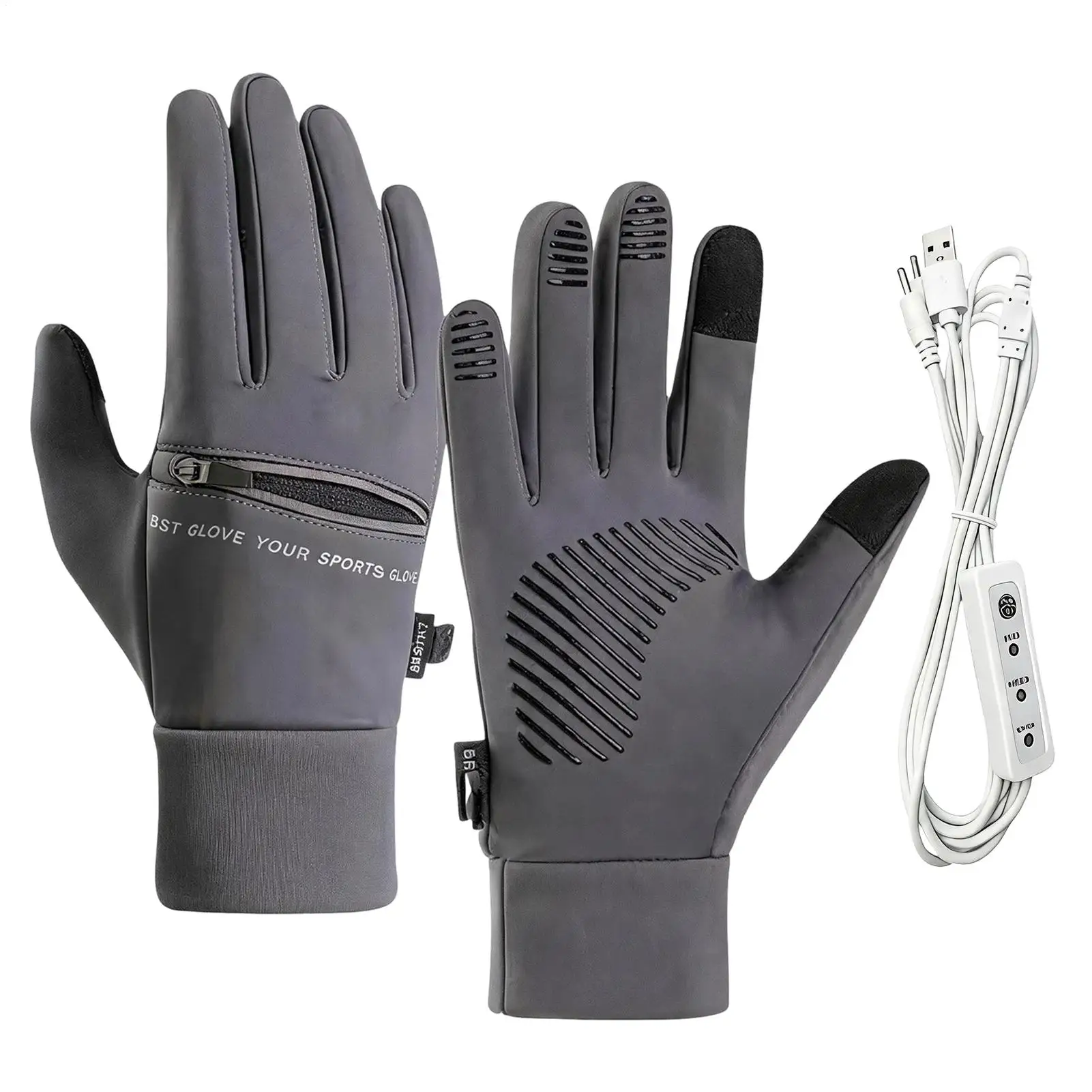 Heated Gloves 3-Level Unisex Waterproof Touchscreen Heating Camping Hand Warmer Gloves For Cycling Hiking Riding Fitness
