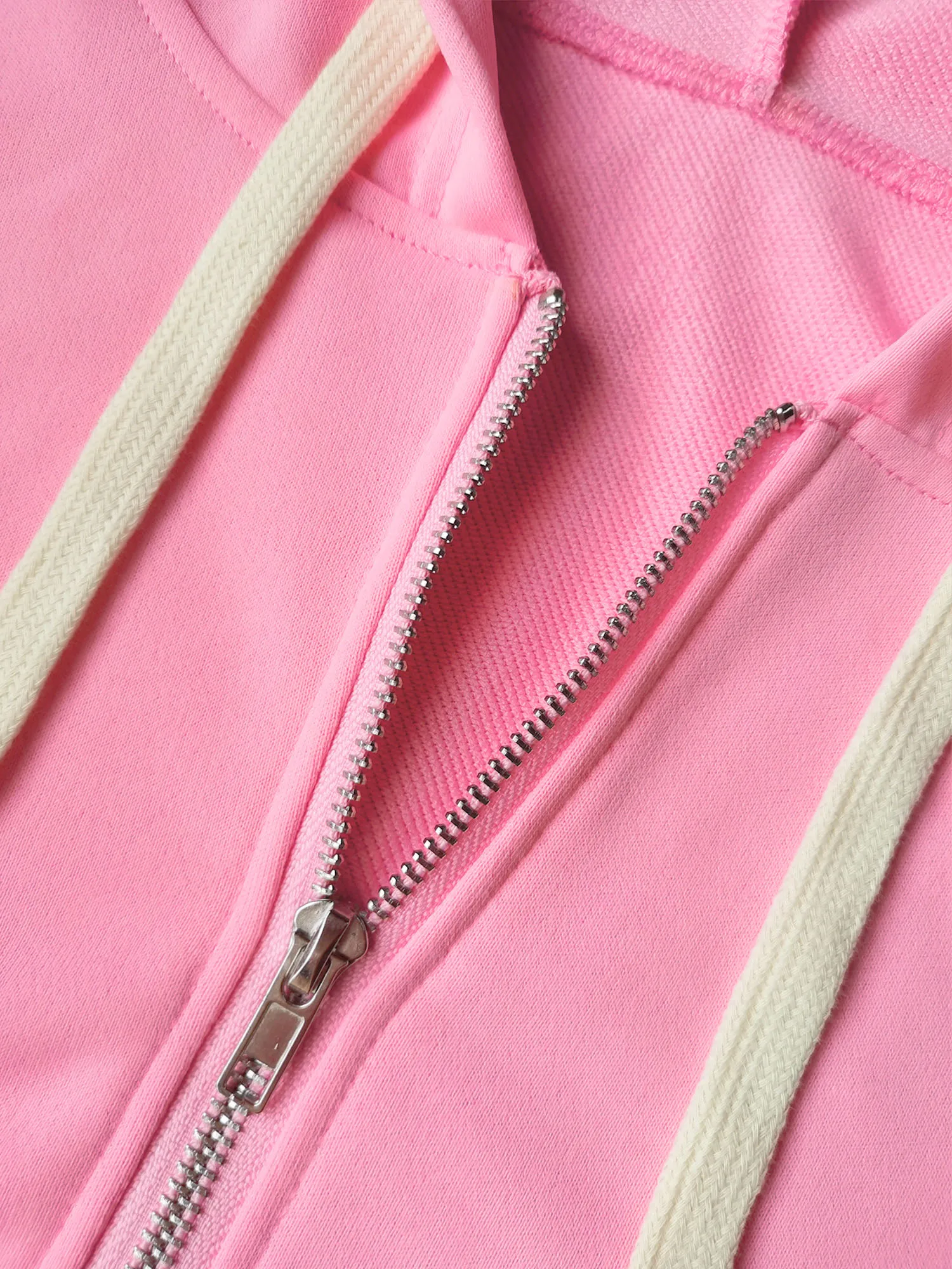 Damen Einfarbiges Old-School-Streetwear Crop-Hoodie mit Reißverschluss und Kordelzug, Langarm Basic-Oberbekleidung – Detail 11