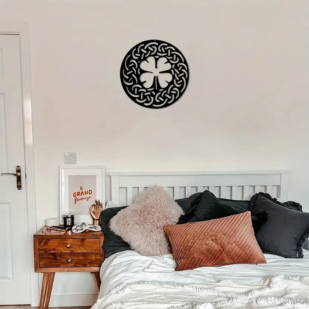 

Metal Wall Decor, Celtic Four Leaf Clover Wall Decor, Nursery Bedroom Decor Sticker Mural, Office Dining Room Lobby Wall Accents