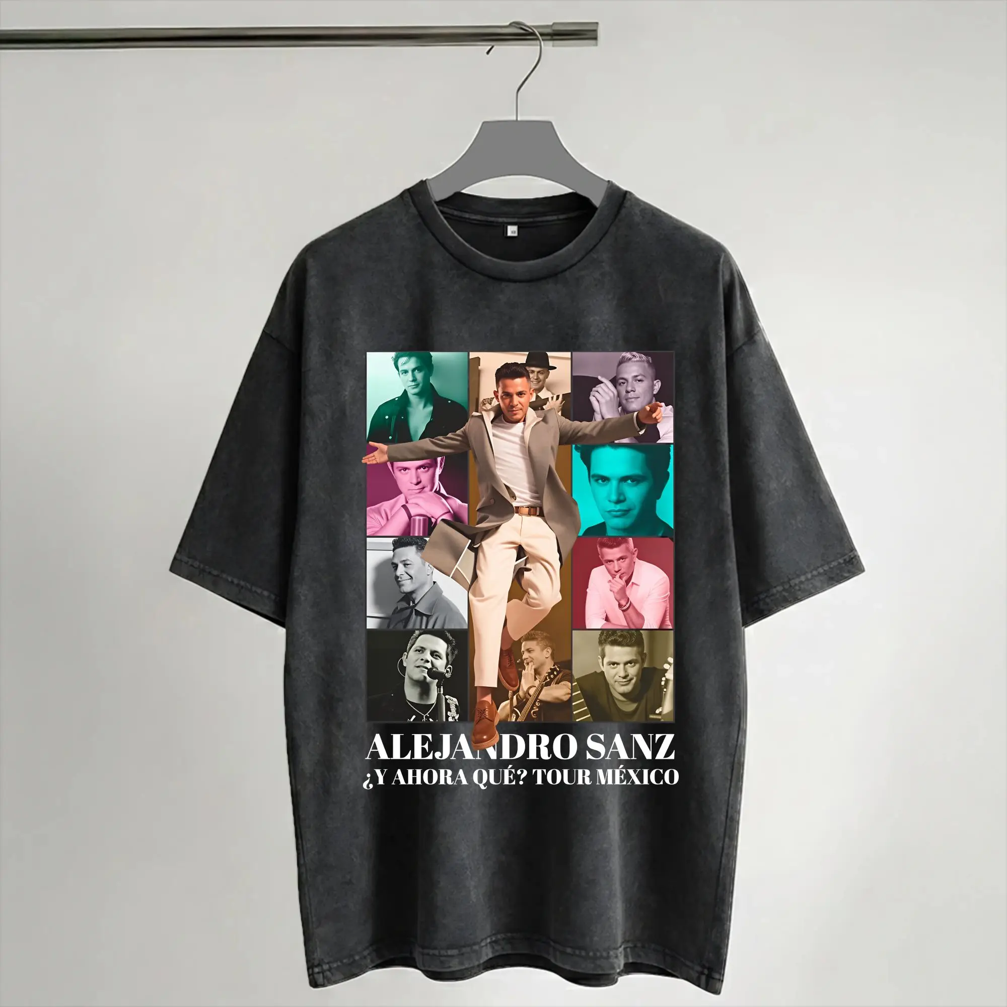 Harajuku Washed Shirts Alejandro Sanz 2026 Concert Outfit Novelty T-Shirts Harajuku  Streetwear Short Sleeve Graphic Tops Tees