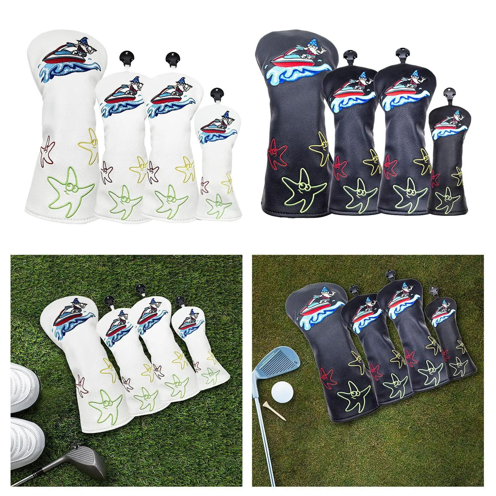 4x Golf Wood Headcover Golf Head Cover for Golf Club for Golfer Adults Gift