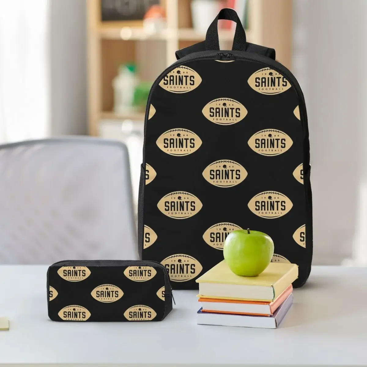 Football Shape New Orleans Saints Backpack Student BookBag School Bag Laptop Shoulder Bags 3ps Insulated Lunch Bag Pencil Case