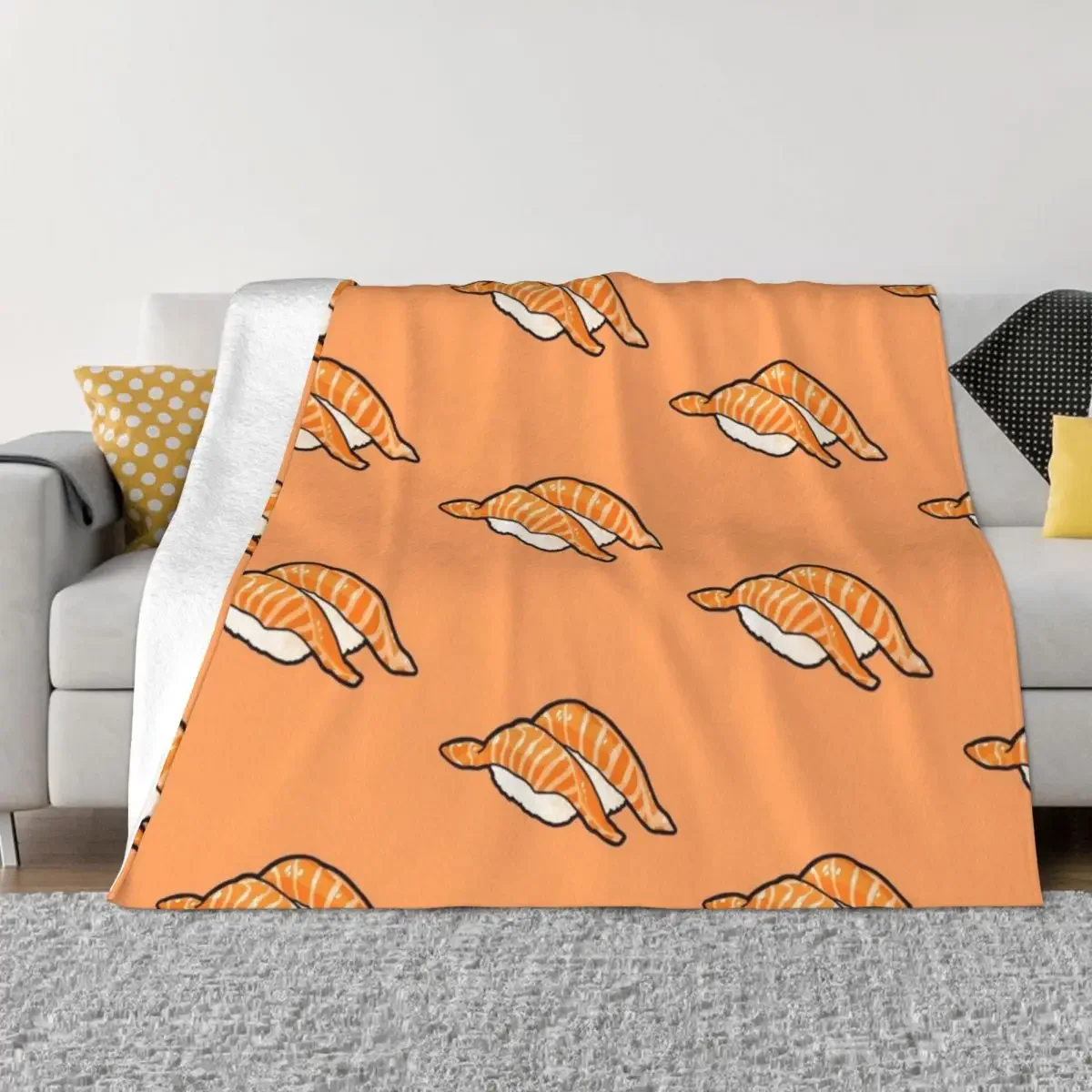 

Pattern of salmon sushi Japanese food Throw Blanket Extra Large Throw Flannels manga Blankets