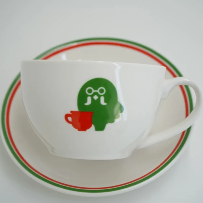 Animals Crossed Cartoon Pigeon Coffee Cup 300ml Ceramic Mug with Saucer Cute Game Collectible Cup Tableware Gift for Home Use