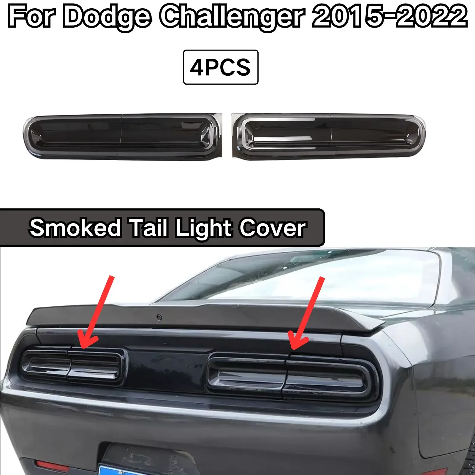 

Автомобильный дымчатый задний фонарь для Dodge Challenger 2015 2016-2022, внешние аксессуары, украшение лампы, комплект кузова, дымчатый черный