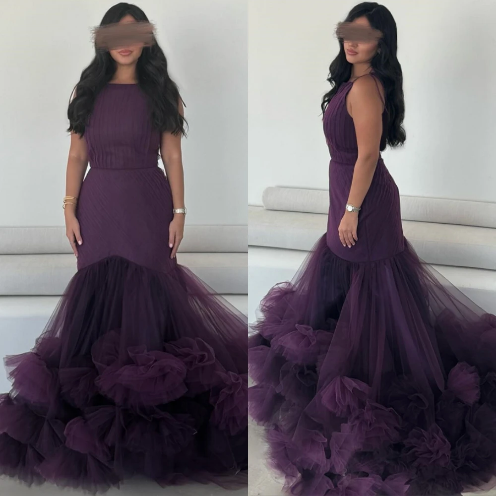 

Элегантное вечернее платье с вырезом лодочкой по индивидуальному заказу, модные тюлевые платья для выпускного вечера без рукавов, нежные платья русалки для особых случаев