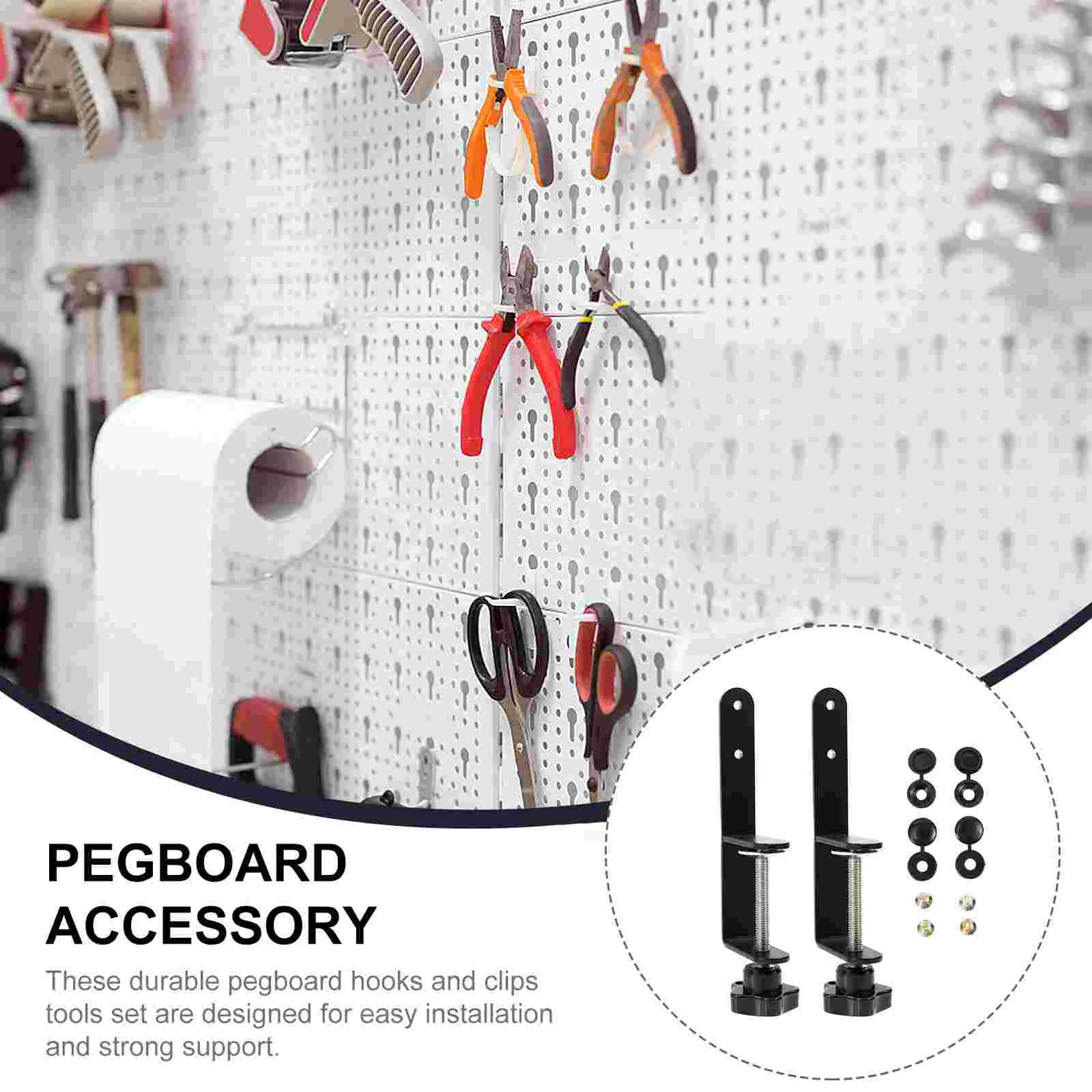 2x Pegboard Desk Mount Panel Support Desk Brackets Metal Pegboard Panel Brackets Standing Holder for 1- 5cm Tabletop for Home