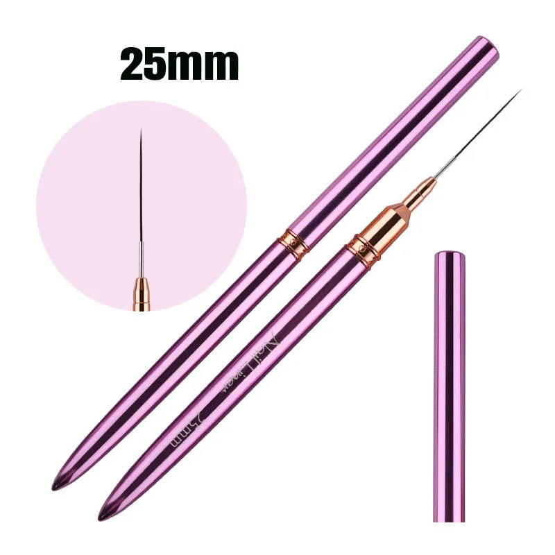 6/9/12/15/18/25mm Purple Metal Handle Art Liner DIY Painting Brush Drawing Lines Stripe Flower Painting Pen UV Gel Brush